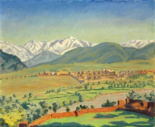 Sir Winston Churchill, O.M., R.A.  A View of Marrakech signed with initials 'WSC'