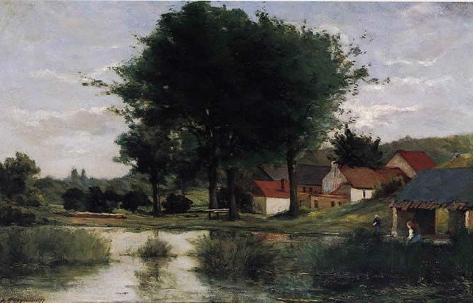 Farm and Pond) Paul Gauguin
