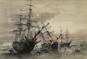 John Constable watercolour titled A Beach Scene, Brighton, c. 1826