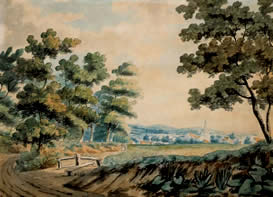 JMW-Turner watercolor -View-of-Minster, Isle-of-Thanet-1784