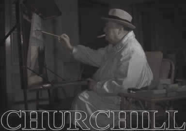 Wiunston Churchill at his easel painting