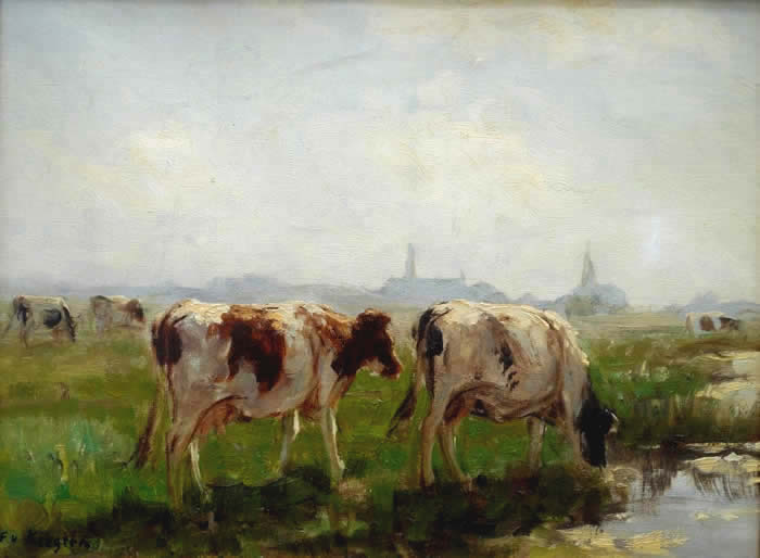 Near Overijssel : Cows in a landscape. Fedor van Kregten