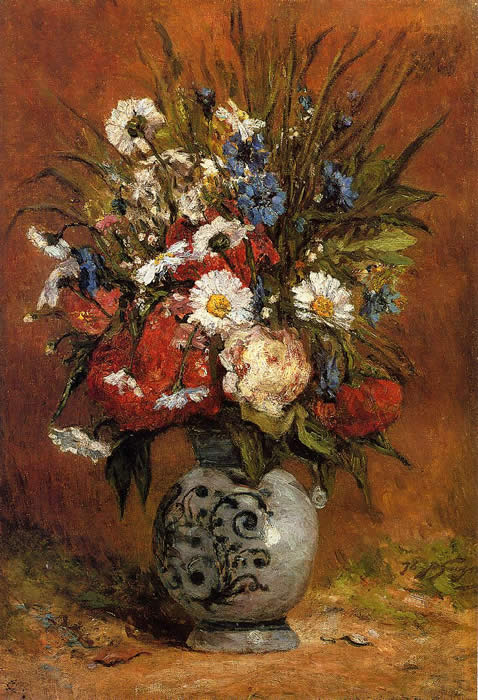 Vase of daisies and peonies Gauguin