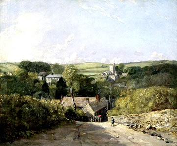 ohn Constable painting of Osmington Village with a view of Weymouth Bay

