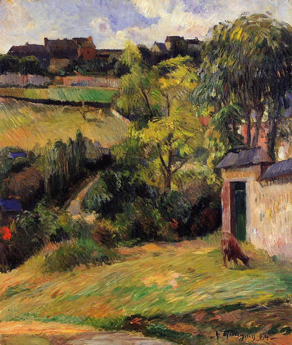 Suburbs of Rouen with cow grazing. Paul Gauguin 