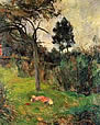 Young woman lying in the grass. Paul Gauguin 1884.